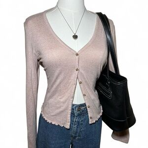 Coquette Baby Pink Button-Up Cardigan